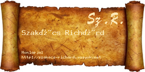 Szakács Richárd névjegykártya